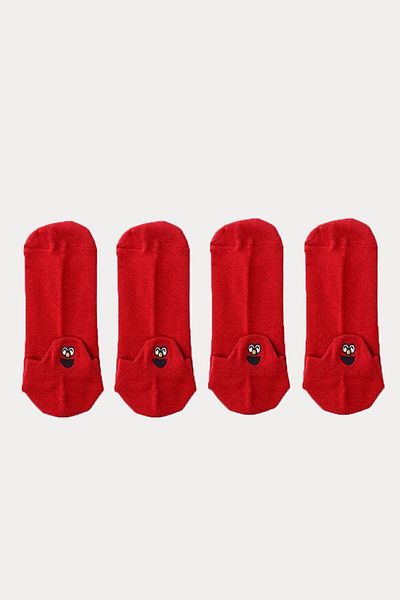 Neşeli Çoraplar Set de 4 șosete roșii Emoji Booties