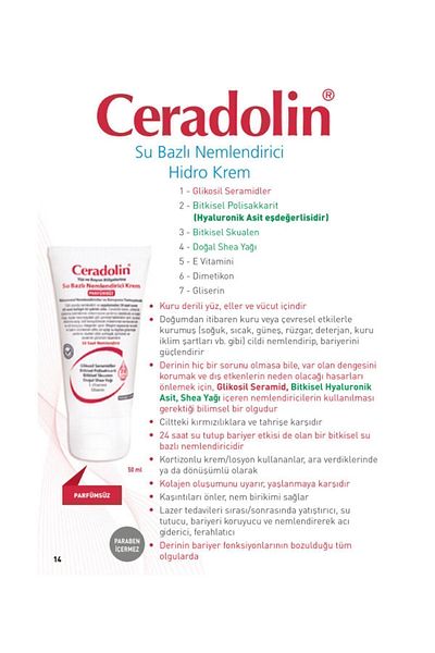 Ceradolin 50ml Moisturizing Cream - Perfume-Free, Water Based, X3 Pieces
