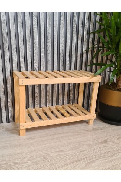 EGN Ahşap Dekoratif Doğal Ahşap 2'li Ayakkabılık, Raf,antre,balkon Düzenleyici