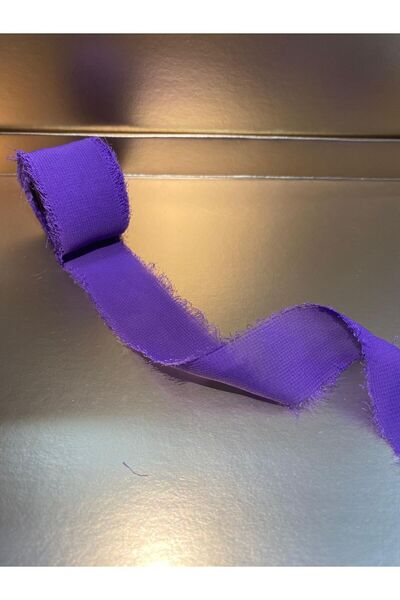 AKEL TEKSTİL 5 Meters Chiffon Ribbon - 2.5 cm Purple Color Frayed Edge