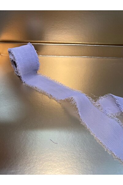 AKEL TEKSTİL Panglică gri din șifon de 5 metri - 2,5 cm cu margine franjurată