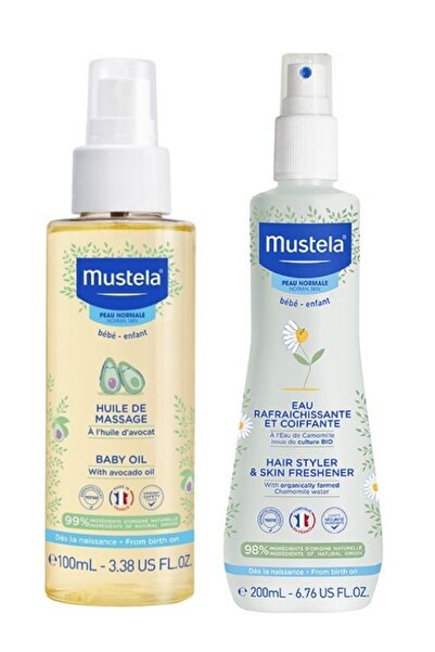 Mustela Bebek Bakım Masaj Yağı 100ml - Organik Papatya Suyu ile Canlandırıcı ve Şekillendirici Sprey 200 ml