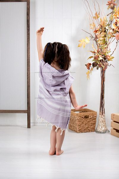 Formeya Baumwolle Kinder Pestemal Poncho Bademantel Strandtuch Lila