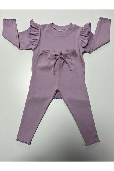 ARYA BABY Omuz Fırfır Detaylı Kaşkorse Kumaştan Alt-üst Takım, Dış Giyim