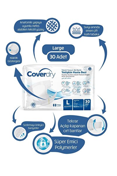 Coverdry Bel Bantlı Hasta Bezi L 30’lu
