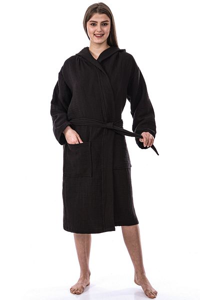 destinyhometex Unisex μπουρνούζι με κουκούλα 4 στρώσεων 100% οργανικό βαμβάκι Premium Multi Muslin Ultra Soft