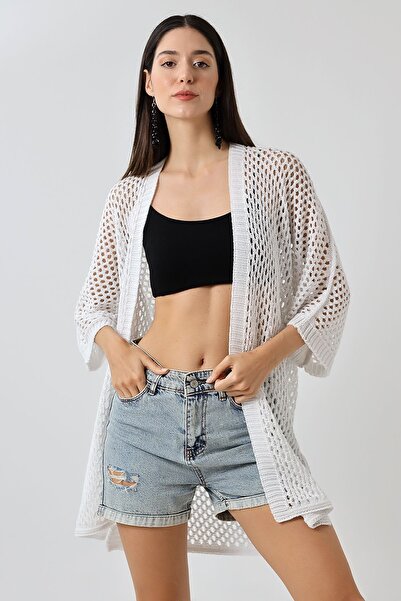 Devinka Γυναικεία Ζακέτα Άνετη Εφαρμογή Oversize Λευκή