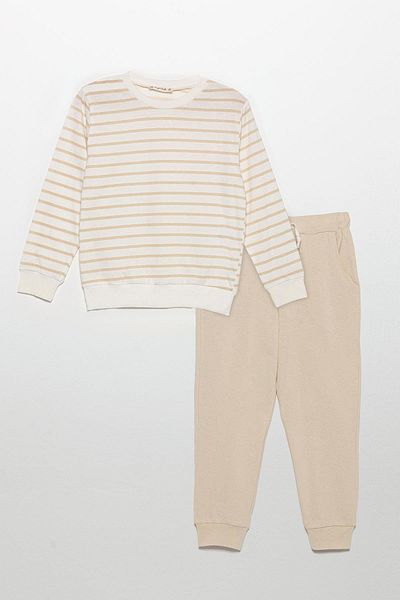 for you kids Striped Sweatshirt Jogger Stone Bottom Top Set