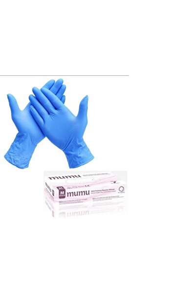Mumu Pudrasız Nitril Mavi Eldiven Medium 100 Lu