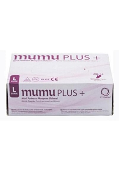 Mumu Plus Pudrasız Nitril Muayene Eldiveni Mavi 100'lü Large 20paket/1koli