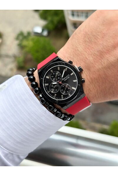 Ferrucci Functional Red Sports Watch Silicone Cord Waterproof Men's Wristwatch + Bracelet