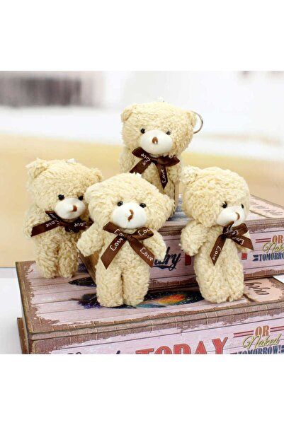 Genel Markalar Kıvırcık Tüylü Peluş Ayıcık Anahtarlık Kahverengi ve Çanta Aks...