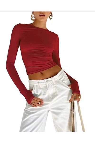 GARDIROZA Crew Neck - Basic Bodysuit with Finger Detail