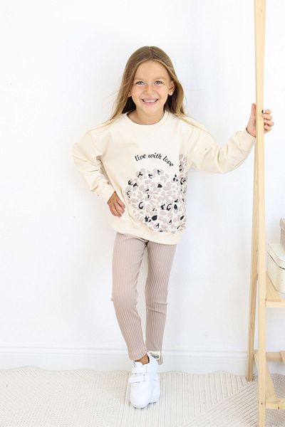 e-çocuk Girl's Top and Bottom Set Floral Printed Corded 6787
