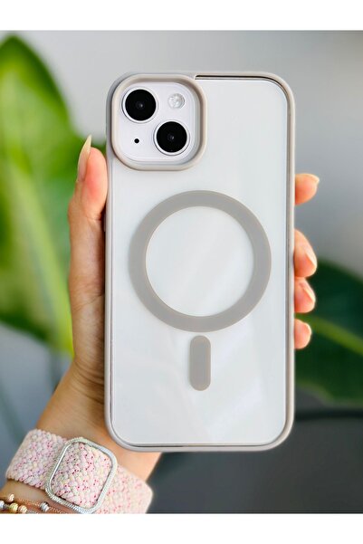 Go Aksesuar Iphone 13 - 14 VE 15  Uyumlu MAGSAFE Özellikli Renkli Şeffaf Kılıf
