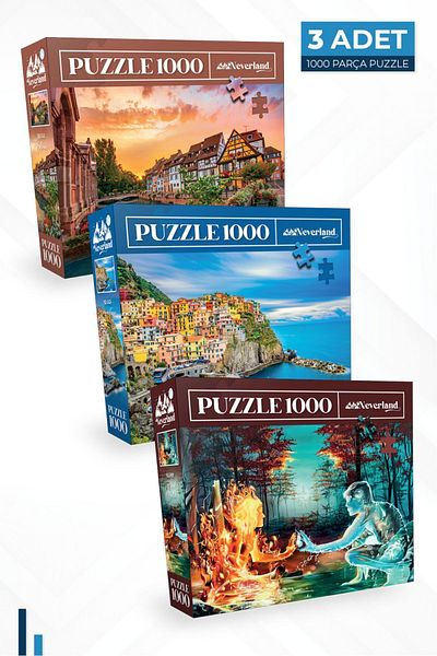 Neverland 3 PIECES 1000 PIECES PUZZLE - COLMAR and FIRE AND WATER and CINQUE TERRE