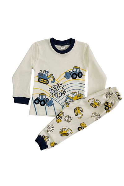lillia kids 100% Organic Cotton Casual Pajamas Set for Boy - Long Sleeve and Business Machine Printed