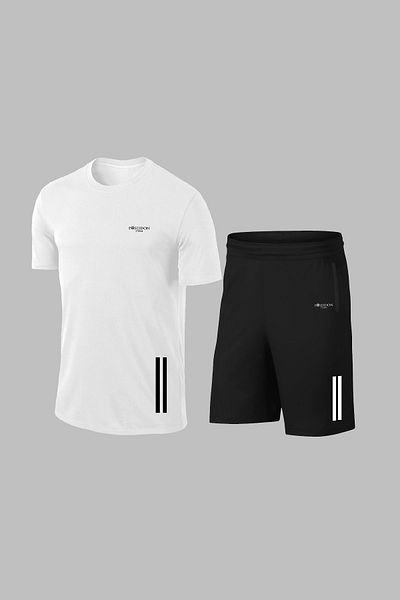 POSEIDON STORM Men's White Dri-Fit Sports Set - over Size, Round Neck, Short Sleeve, Comfort Fabric (4XL)