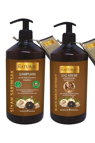 Naturix Black Garlic Extract Shampoo & Conditioner Set - 600ml Shampoo 500ml Conditioner