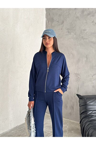 Gugus Női modál szövet cipzáras szett, SÖTÉTKÉK, KÉT ZSEB