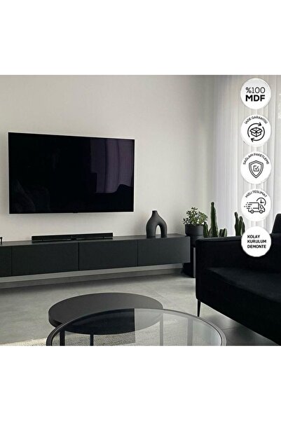 joy mob Joy Tv Ünitesi Tv Sehpası Alt Modül Siyah 240 Cm Mdf