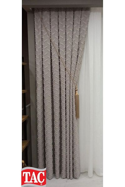 Taç New Season Dreamer - Linen Background Curtain Suitable for All Rooms, Floor Bearded - Beige