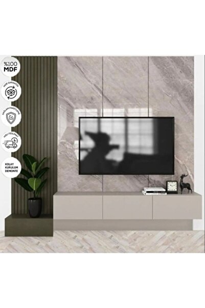 joy mob Beliz Tv Ünitesi Tv Sehpası Alt Modül Kum Beji 200 cm Mdf