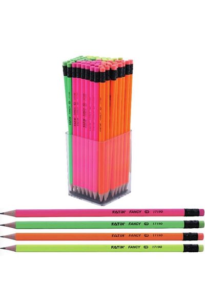 Fatih 17190 Model Fancy Bullet Round Pencil with Eraser - Pack of 72