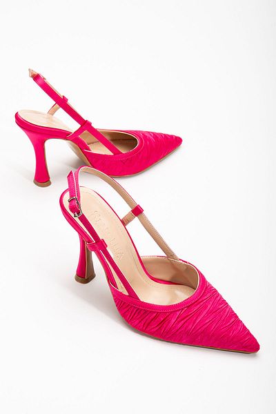 ELLOLİTA LUXURY SHOES Open Back Satin Special Design Stiletto