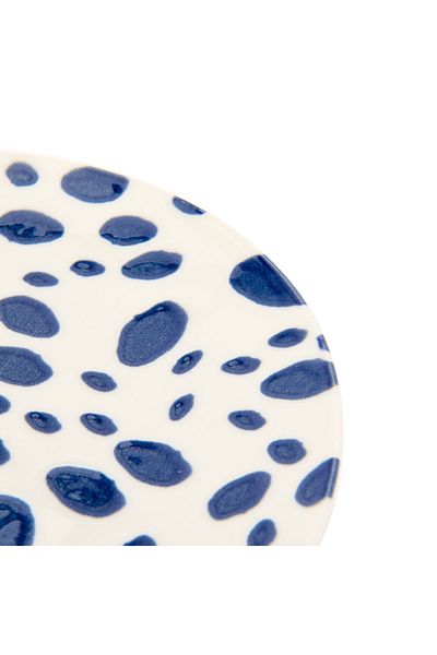 Tulü Porselen Blue Tulle Porcelain Lido Polka Dot Cake Plate - 19 cm