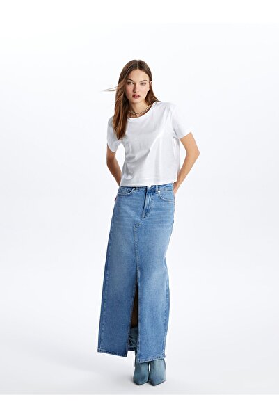 Dexia Lyon - Yırtmaçlı Uzun Denim Etek - EW3103