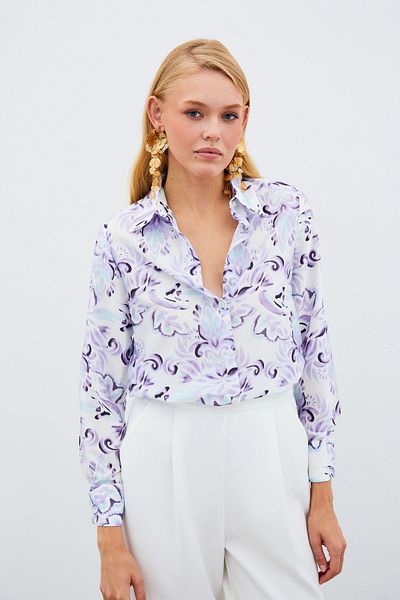 Sateen Cămașă cu modele Boucle
