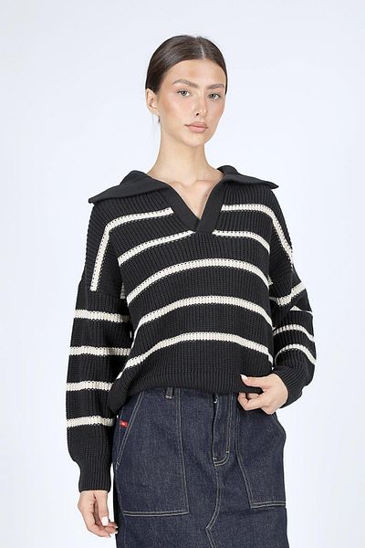 Lee Cooper Дамски поло пуловер, тъмносин плетен комплект