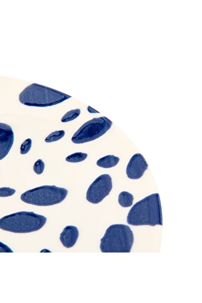 Tulü Porselen Tulu Porselen Lido Puantiyeli Servis Tabağı - Mavi - 25 cm