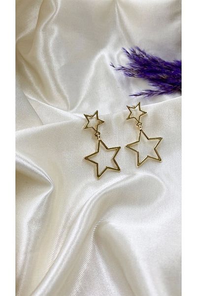 Eylülün Takısı Gold Color Star Patterned Earrings