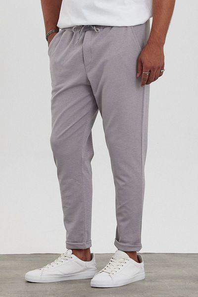 MADZEYMODA New Season Grey ανδρικό παντελόνι Jogger - Boyfriend Fit, Jacquard, Double Leg, Lycra Mz22008
