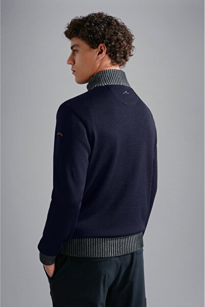 PAUL&SHARK MEN'S ZIPPED PULLOVER C.W. WOOL