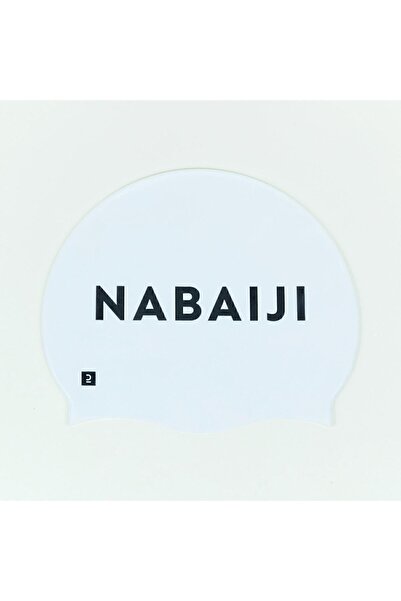 Decathlon Σκουφάκι κολύμβησης από σιλικόνη Nabaiji - με λογότυπο / λευκό - 500