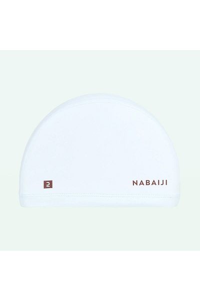 Decathlon قبعة سباحة Nabaiji - مقاس M - أبيض / مخطط - Silimesh