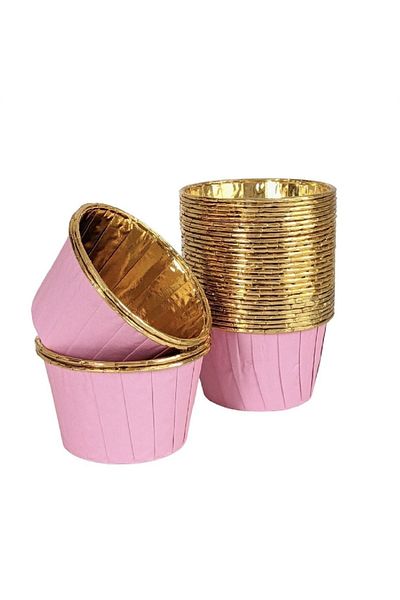 Öztürkpartievi Pink Shiny Gold Gilt Cake Cupcake Capsule