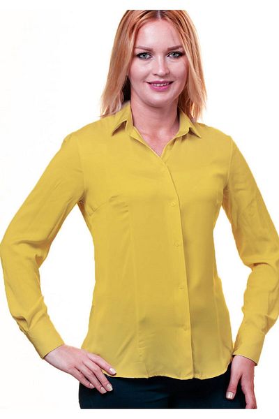Exve Exclusive Sun Yellow Απλό Basic Μακρυμάνικο Γυναικείο Πουκάμισο