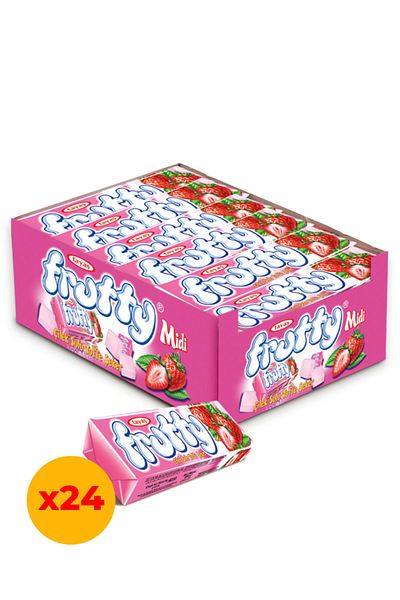 TAYAŞ 20 g Soft Candy Frutty Midi Strawberry - 24 Pieces Boxed