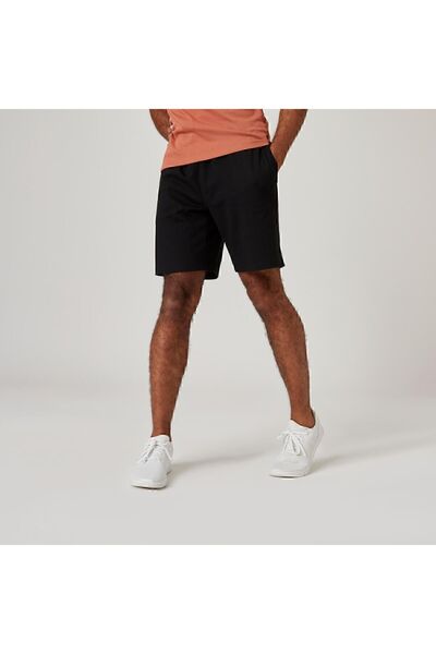 Decathlon Erkek Siyah Regular Spor Şortu 500 - Fitness Hafif Antrenman