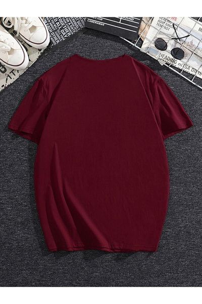 GRİLAND Unisex-T-Shirt in Bordeauxrot mit Rundhalsausschnitt und Übergröße