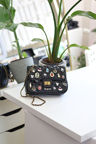 Moom Bag Жіноча чорна сумка з каменем, регульована ремінцем через плече