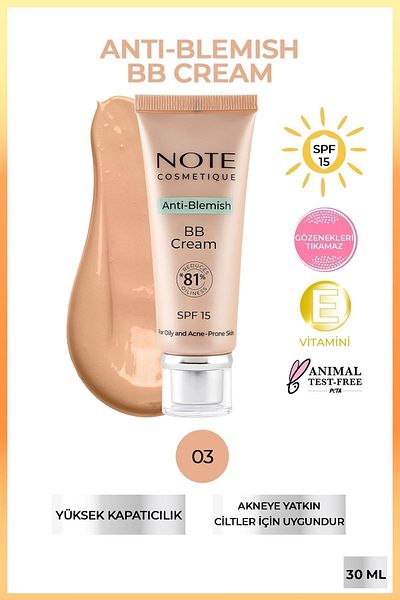 NOTE Spf 15 Anti-Blemish Bb Cream - 03 Natural Beige for Acne Prone Skin