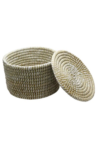 T.Concept Auger Patterned Decorative Wicker Basket - Multi-Purpose, Durable, Large Size (L)