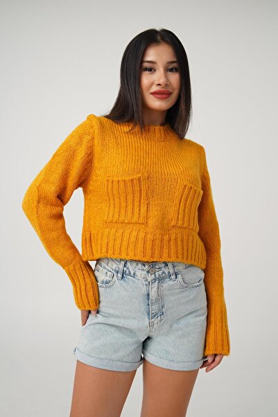 Hipo Trend Kratki model dvostruke Sa džepovima džemper u senf boji