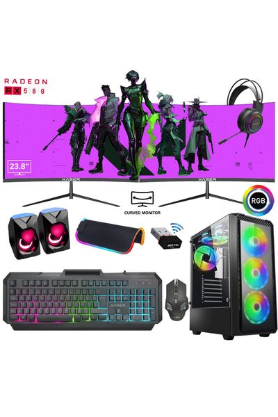 XASER Xsr366 I7 4770 16gb Ram 512gb Ssd 8gb Rx580 Ekran Kartı 24" Dual Curved...
