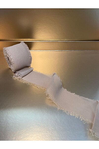 AKEL TEKSTİL 5 Meters Chiffon Ribbon - 2.5 cm Milk Coffee Weathered Edge